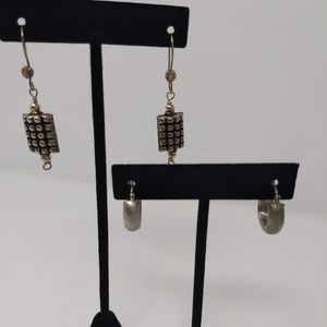 STERLING SILVER DROP AND HOOP EARRINGS